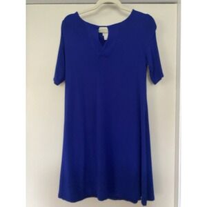 Chico's Keyhole Dress Size 0 Stretch Comfy A-line Shift Pullover  Royal Blue